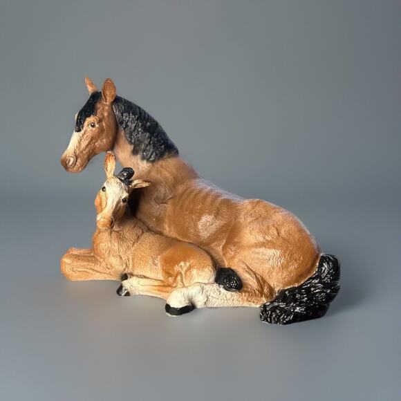 Vintage Universal Statuary Corp Horse mare & foal statue # 876 1988 Resin 13" - Picture 4 of 8